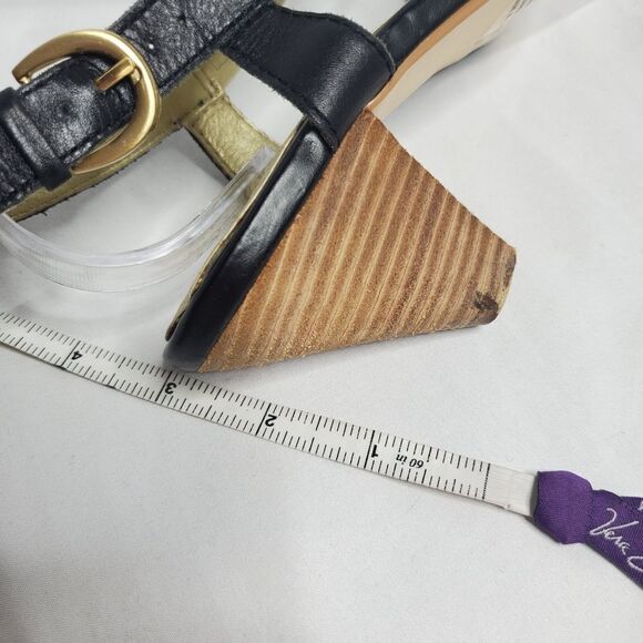 SEYCHELLES black heels leather peep toe ankle strap shoes 9 - Picture 9 of 11